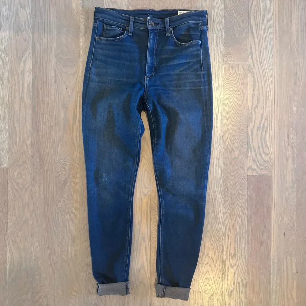 Rag & Bone Nina High Rise Ankle Skinny Jeans Dark Vintage USA Womens Size 27